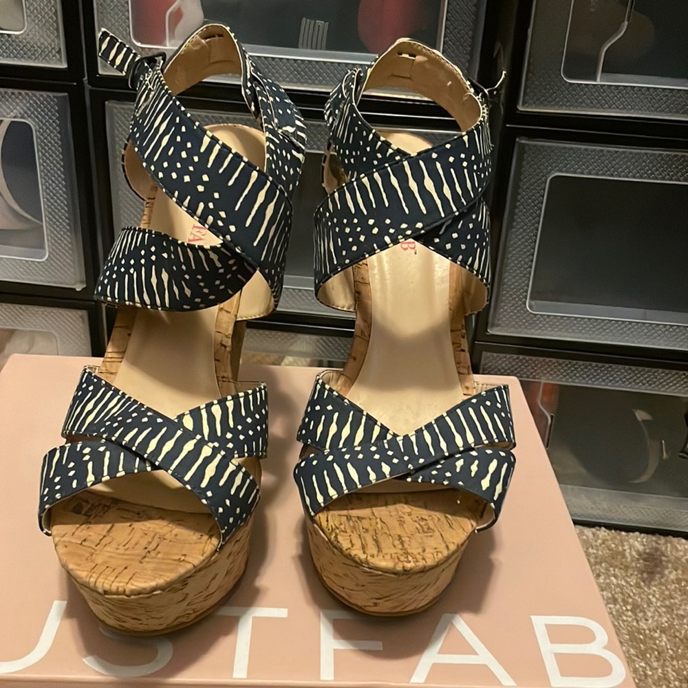 JustFab wedged heels, 8.5.